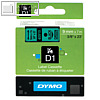Dymo D1 Etikettenband, 9 mm x 7 m, schwarz auf grün, S0720740/40919