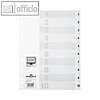Register DIN A4, gepr?gte Taben, 1-10, PP, 10-teilig + Deckblatt, wei?, 616202