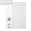 Register DIN A4, gepr?gte Taben, 1-20, PP, 20-teilig + Deckblatt, wei?, 616302