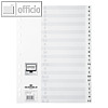 Register DIN A4, gepr?gte Taben, A-Z, PP, 24-teilig + Deckblatt, wei?, 6164-02