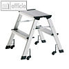 officio Trittleiter, 2-stufig, 45 cm, Gleitrollen, Aluminium, 898