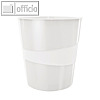 LEITZ Papierkorb WOW - 15 Liter, H 324 x Ø 290 mm, Kunststoff, weiß, 5278-10-01