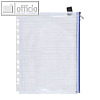 Rei?verschluss-Beutel, DIN A4, Abheftrand, PVC/faserverst., transp./blau, 10 St.