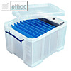 Really Useful Box Aufbewahrungsbox 35 Liter Transparent 480 x 390 x 310 mm | Hängemappen (3er-Set)