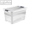 Aufbewahrungsbox cornelia, 52 Liter, 595 x 395 x 340 mm, Deckel, PP, transparent