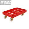 Transportroller - Tragkraft: 300 kg, 610 x 410 x 190 mm, 4 Lenkrollen, rot, 1087