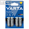 Varta Batterie LITHIUM, Mignon AA, 2.900 mAh, 4er Pack, 06106-301404
