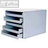 Schubladenbox mit 5 offenen Schüben, DIN A4, 285 x 357 x 26 cm, PS, grau/grau