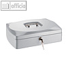 Alco Geldkassette, 9 M?nzf?cher, 330 x 235 x 90 mm, Stahlblech, silber, 8430-36