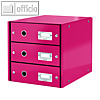 LEITZ Schubladenbox Click & Store WOW, 3 Schübe, DIN A4, pink, 6048-00-23