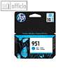 HP Tintenpatrone Nr.951 für Officejet Pro 8600, ca. 700 Seiten, cyan, CN050AE