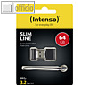 Intenso Speicherstick Slim Line, USB 3.0, 64 GB, schwarz, 3532490