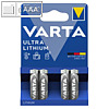 Varta Batterie LITHIUM, Micro AAA, 1.100 mAh, 4er Pack, 06103-301404