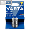 Varta Batterie LITHIUM, Mignon AA, 2.900 mAh, 2er Pack, 06106-301402