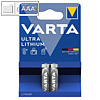Varta Batterie LITHIUM, Micro AAA, 1.100 mAh, 2er Pack, 06103 301 402