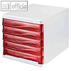 Helit Schubladenbox Rot weiß/rot-transparent