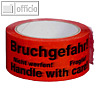 Signalklebeband "Bruchgefahr!" - 50 mm x 66 m, PP, 3-sprachig, rot, 6 St?ck