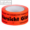 Signalklebeband "Vorsicht Glas!" - 50 mm x 66 m, PP, rot, 6 Stück, 245141236