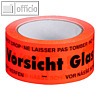 Signalklebeband "Vorsicht Glas!" - 50 mm x 66 m, PP, rot, 6 St?ck, 245141236