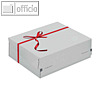 Geschenk-Versandkarton, Größe: M, rote Schleife, 378 x 298 x 130 mm, weiß/rot
