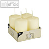 Stumpenkerzen "Ivory" mit Flachkopf, ? 50 mm, H 80 mm, elfenbein, 6x 4 St?ck