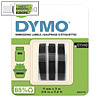 Dymo Prägeband OMEGA / JUNIOR, 9 mm x 3 m, weiß auf schwarz, 3er Pack, S0847730