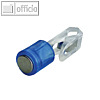 Power Magnet Zylinder Ø 14 mm, Klammer, Haftkraft 1.900 g, transparent-blau, 3 S