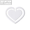 Kunststoff-Büroklammern "Herz", in Herzform, 30 mm, weiß, 100 Stück, 1402-10