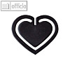 Kunststoff-Büroklammern "Herz", in Herzform, 30 mm, schwarz, 100 Stück, 1402-11