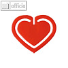 Kunststoff-Büroklammern "Herz", in Herzform, 30 mm, rot, 100 Stück, 1402-20
