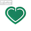 Kunststoff-Büroklammern "Herz", in Herzform, 30 mm, grün, 100 Stück, 1402-60