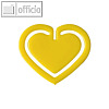 Kunststoff-Büroklammern "Herz", in Herzform, 30 mm, gelb, 100 Stück, 1402-70
