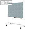 Pinwand hard-wearing, Filz grau, Standbeine/Rollen, Ablageschale, 118 x 149 cm