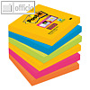 Haftnotizen Super Sticky Notes, 76 x 76 mm, blanko, 5-farbig, 6 x 90 Blatt