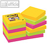 Super Sticky Notes, 48 x 48 mm, blanko, 3-farbig, 12 x 90 Blatt, 622-12SS-CARN