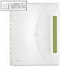 Index-Sichttasche A4, 200my, PP, matt, abheftbar, Klettverschluss, Dehnfalte, 10