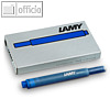 LAMY Tintenpatrone T 10, löschbar, blau, 5 Patronen, 2077