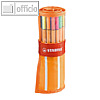 STABILO point 88, 0.4 mm, 30er Rollerset orange/weiß, Stifte: sortiert, 8830-2