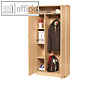 Fl?gelt?rschrank mit Garderobe, 33 Ordner, 1.835 x 1.200 x 420 mm, Holz, buche