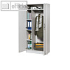 Fl?gelt?rschrank mit Garderobe, 33 Ordner, 1.835 x 1.200 x 420 mm, Holz, grau