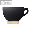 Tisch-Kreidetafel Silhouette TASSE, Holzsockel, 22 x 33 x 6 cm, schwarz, FBT-CUP