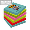 Post-it Haftnotizen Super Sticky, 76 x 76 mm, 5-farbig, 6 x 90 Blatt, 6546SMI