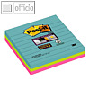 Haftnotizen Super Sticky Notes, 101x101 mm, liniert, türkis-neongrün-pink, 3x 70