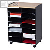 Rollwagen, 14 F?cher, 72 x 51.4 x 33 cm, Polystyrol / 9.7 kg, schwarz/buche