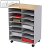 Rollwagen, 14 F?cher, 72 x 51.4 x 33 cm, Polystyrol / 9.7 kg, grau/buche