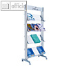 Prospektst?nder - f?r 12 Prospekte, 72 x 167.8 x 38.5 cm, mobil, Plexiglas, alu