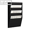 Wand-Sortiertafel, 6 F?cher DIN A4 quer (1 x 6), 311 x 502 x 79 mm, schwarz