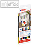 Porzellanmalstift edding 4200, Fasermaler mit Pinselspitze, bunte Farben, 6 St?c