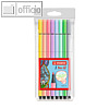 STABILO Fasermaler Pen 68 Pastel, Etui mit 8 Pastelfarben, sortiert, 68/8-01