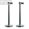 Pfosten+F??e+Band f?r Absperrsystem RETRACTABLES, chrom/schwarz, RS-RT-LW-CH